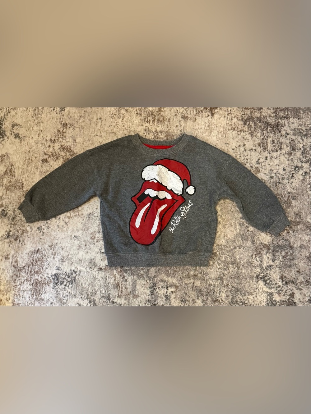 The Rolling Stones Kids Gray Crewneck Sweatshirt with Red Graphic